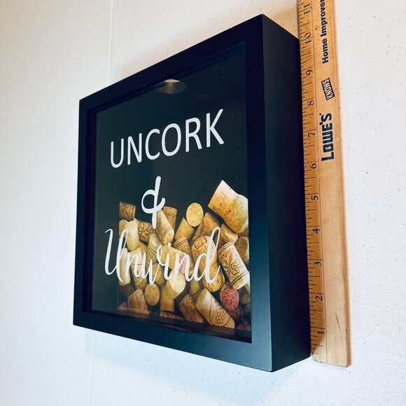 Cork Shadow Box "Uncork & Unwind" Decorative Display Wine Lovers Valentines Day - Picture 3 of 9